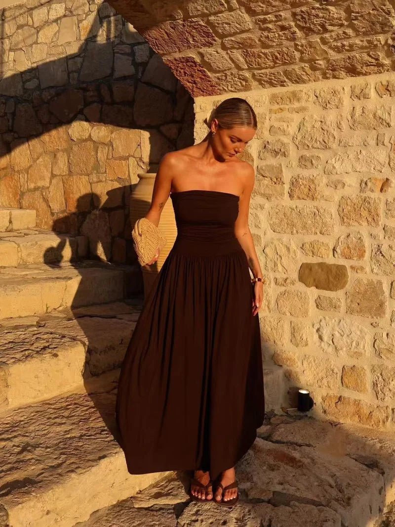 SOERA Lauren Strapless Ruched Maxi Dress - Dresses -  Claret S