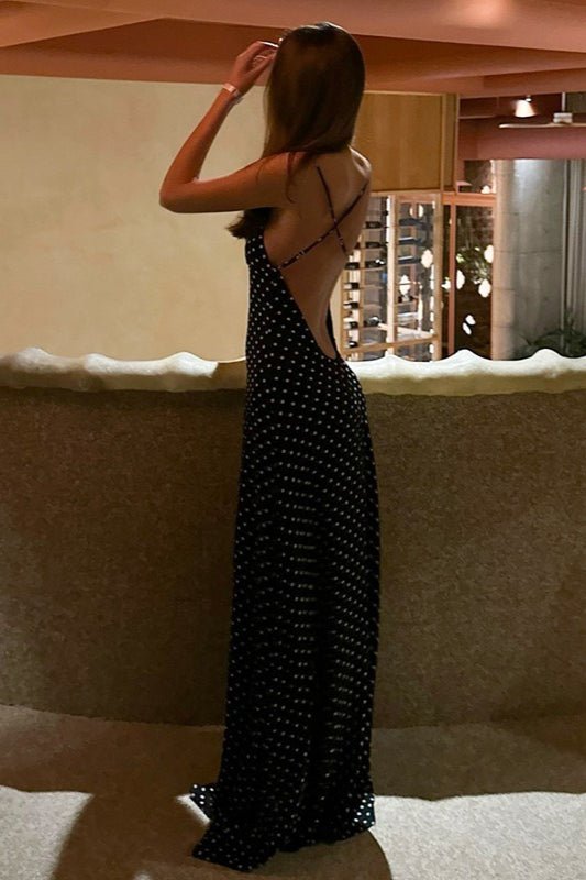 SOERA Madeline Polka Dot Backless Maxi Dress - Dresses - eI1775516058237546775 Black S
