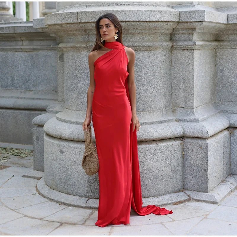 SOERA Raisa Satin Ribbon Backless Evening Gown - Dresses -  Red S