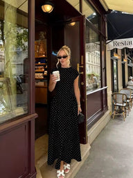 Robe maxi évasée Bianca à manches cap