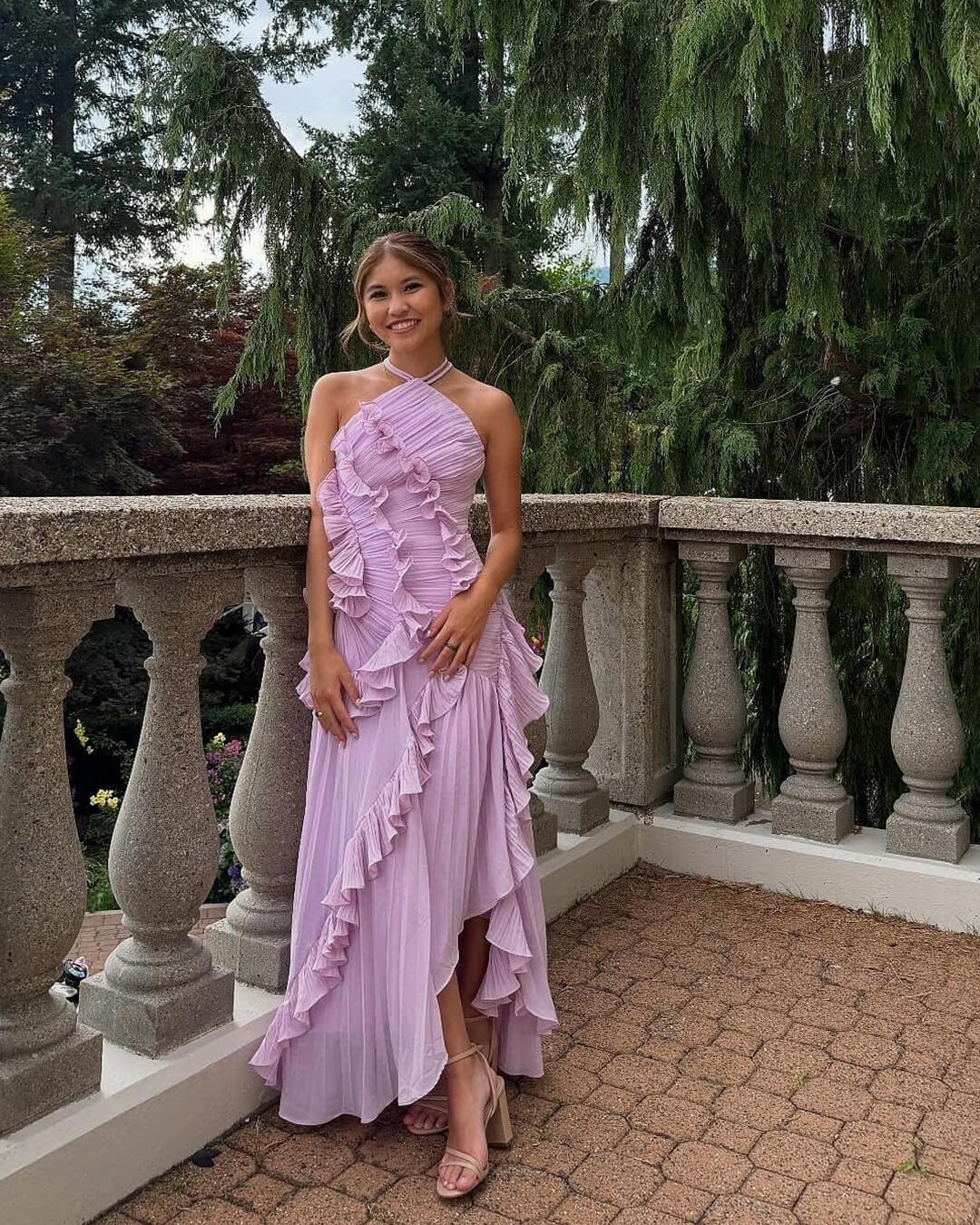 SOERA Ruffa Halter Strap Ruffled Tule Dress - Dresses - 1005009034201148-;Na1764062902537444798 Purple L