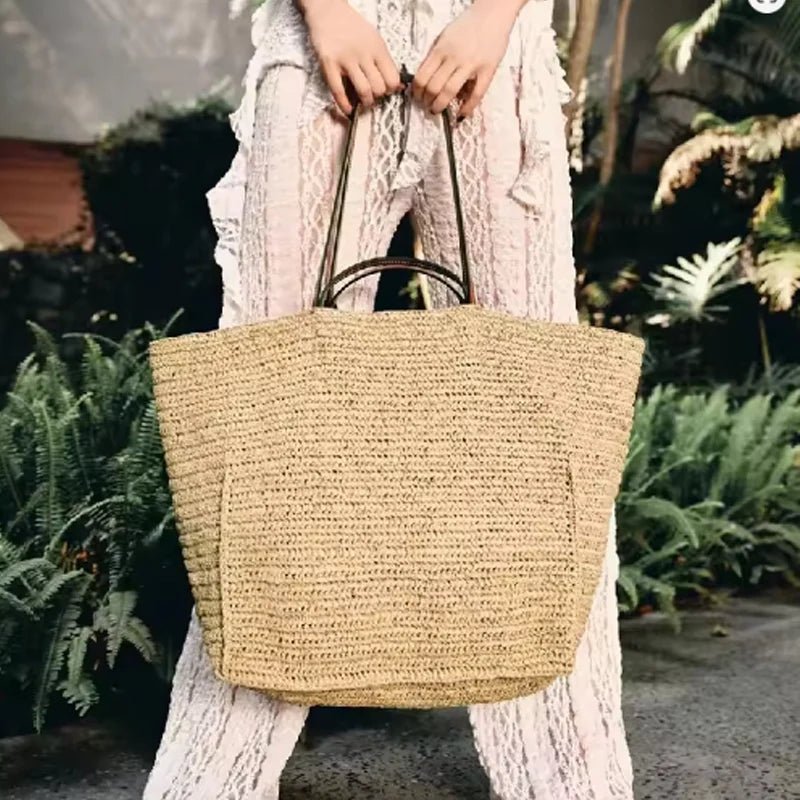 SOERA Aimee Handwoven Straw Beach Tote Bag - Handbags -  Dark Brown