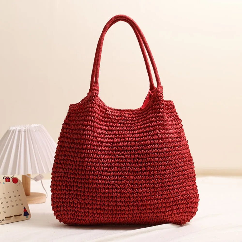 SOERA Brielle Woven Straw beach Tote Bag - Handbags -  Blue