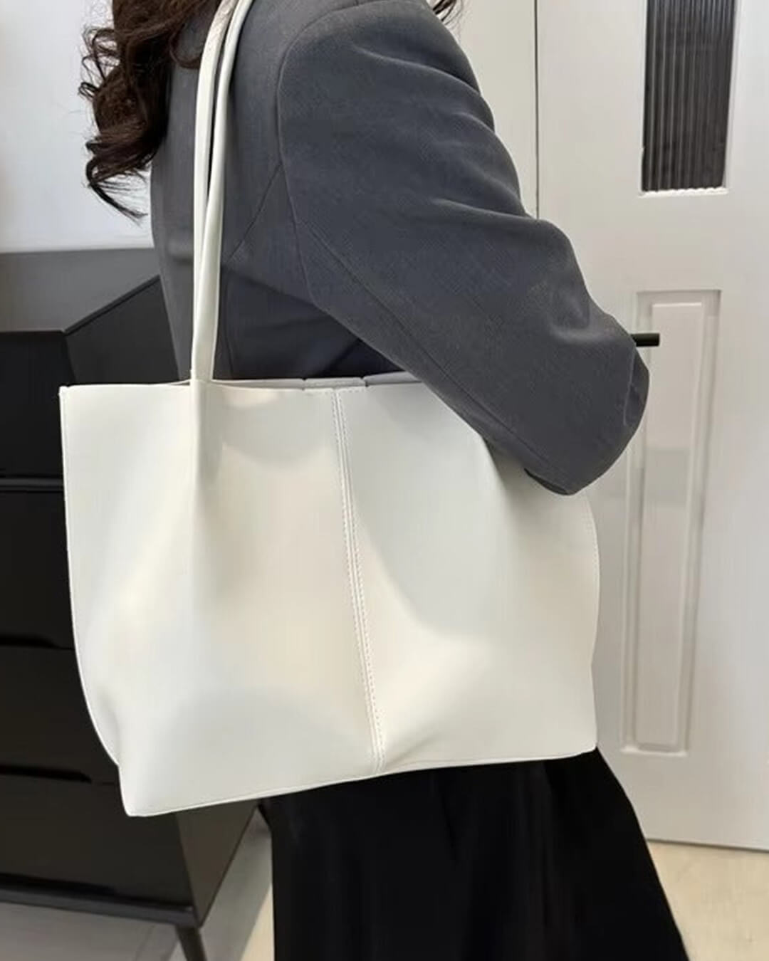 SOERA Calista Faux Leather Tote Bag - Handbags - 1005010041737341-;IB1764877298441951834 Black