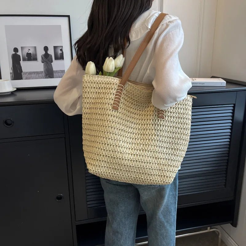 SOERA Celeste Woven Straw Beach Tote - Handbags -  Brown