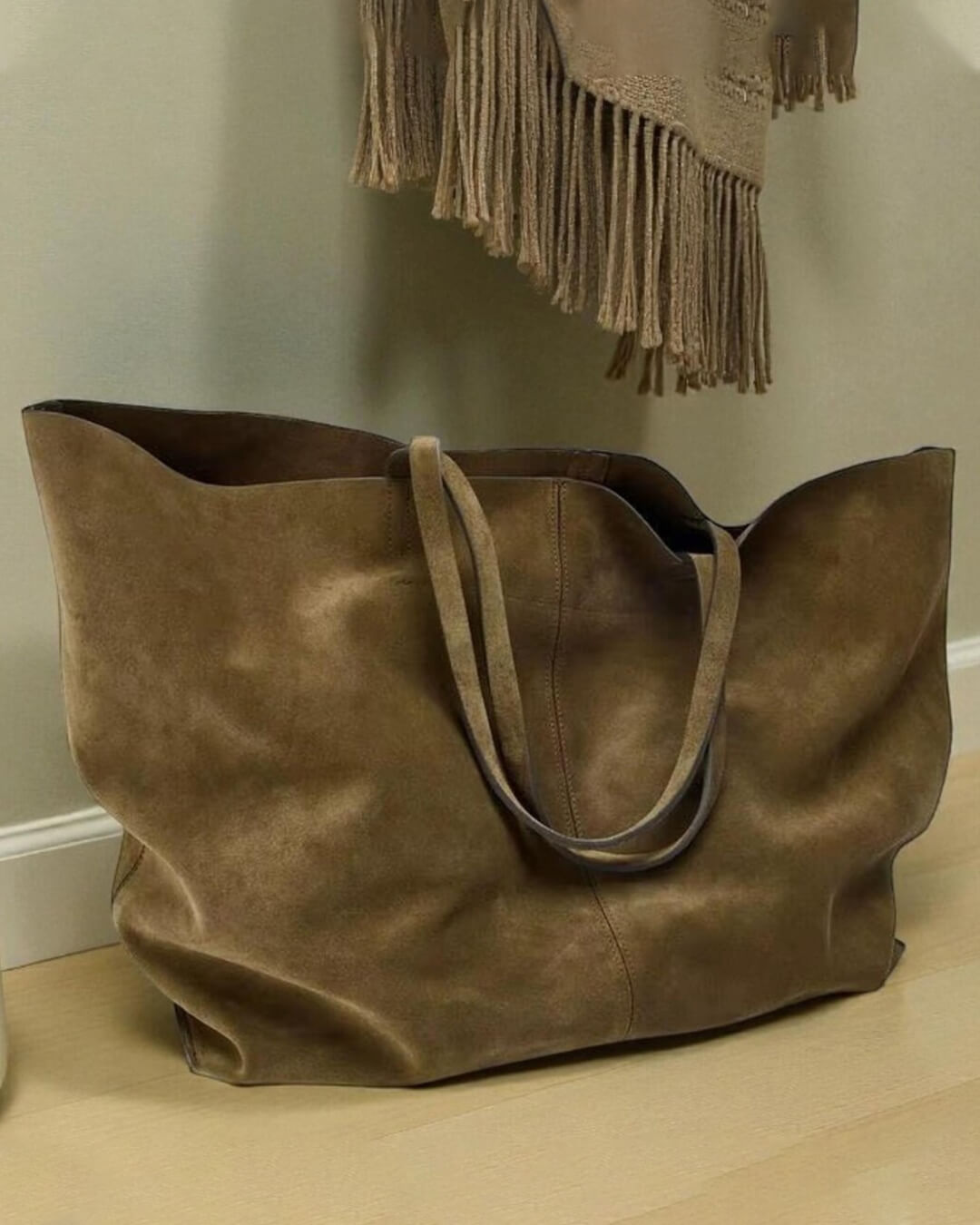 SOERA Cynthia Large Suede Tote Bag - Handbags - 3256809788164235-;Sd1763048698109734366 Khaki