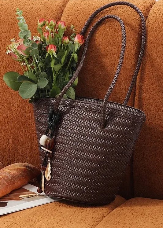 SOERA Meryl Woven Bucket Handbag with Pouch - Handbags - 1005009214177960-;OZ1775031590860362256 Coffee