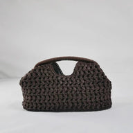 Celeste gewebte Stroh-Clutch in Muschelform