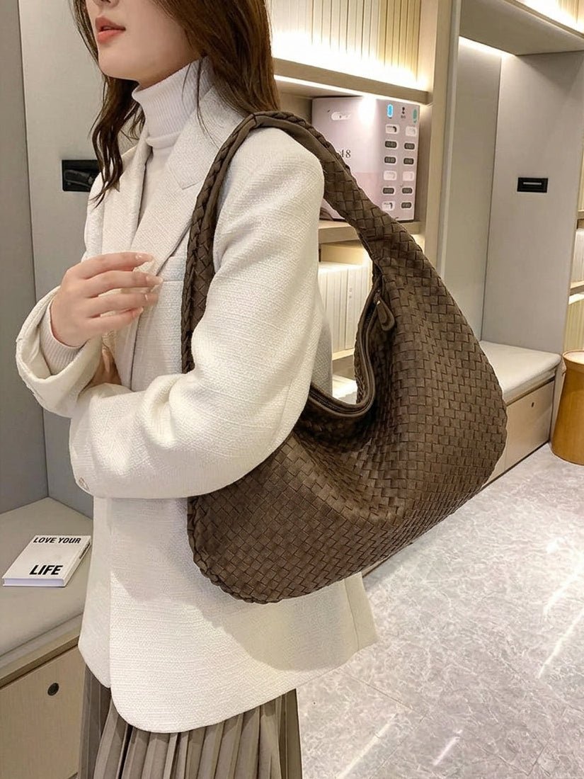 SOERA Suede Woven Bag XL - Handbags - DBAD2-WK392004 Beige