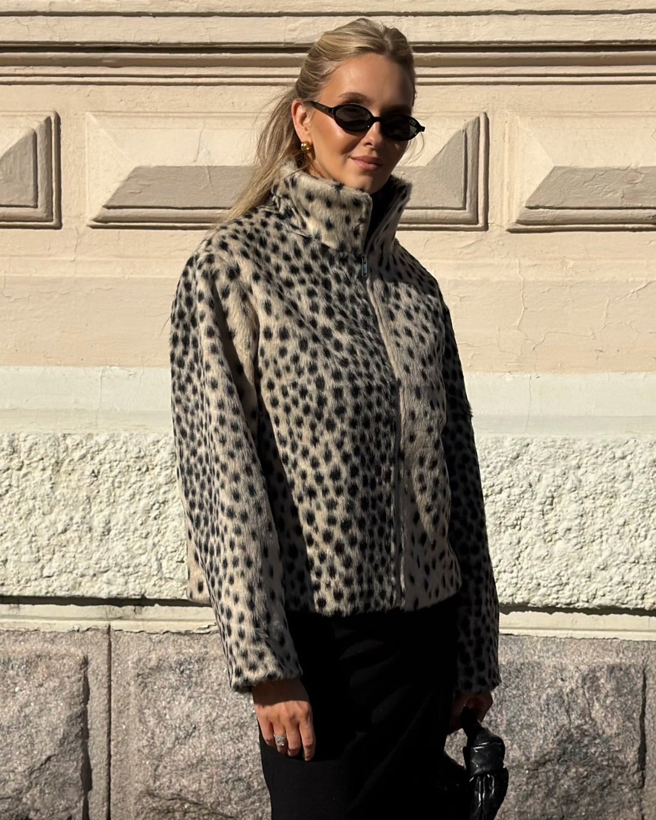 SOERA Daniela High Neck Leopard Faux Fur Jacket - Jacket -  Beige L