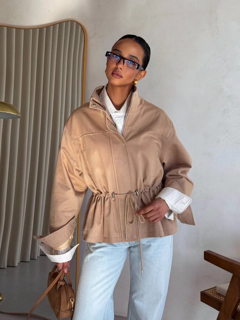 SOERA Esther Stand Collar Jacket - Jacket - SOERA-381763-KHA-L-21987 Beige L