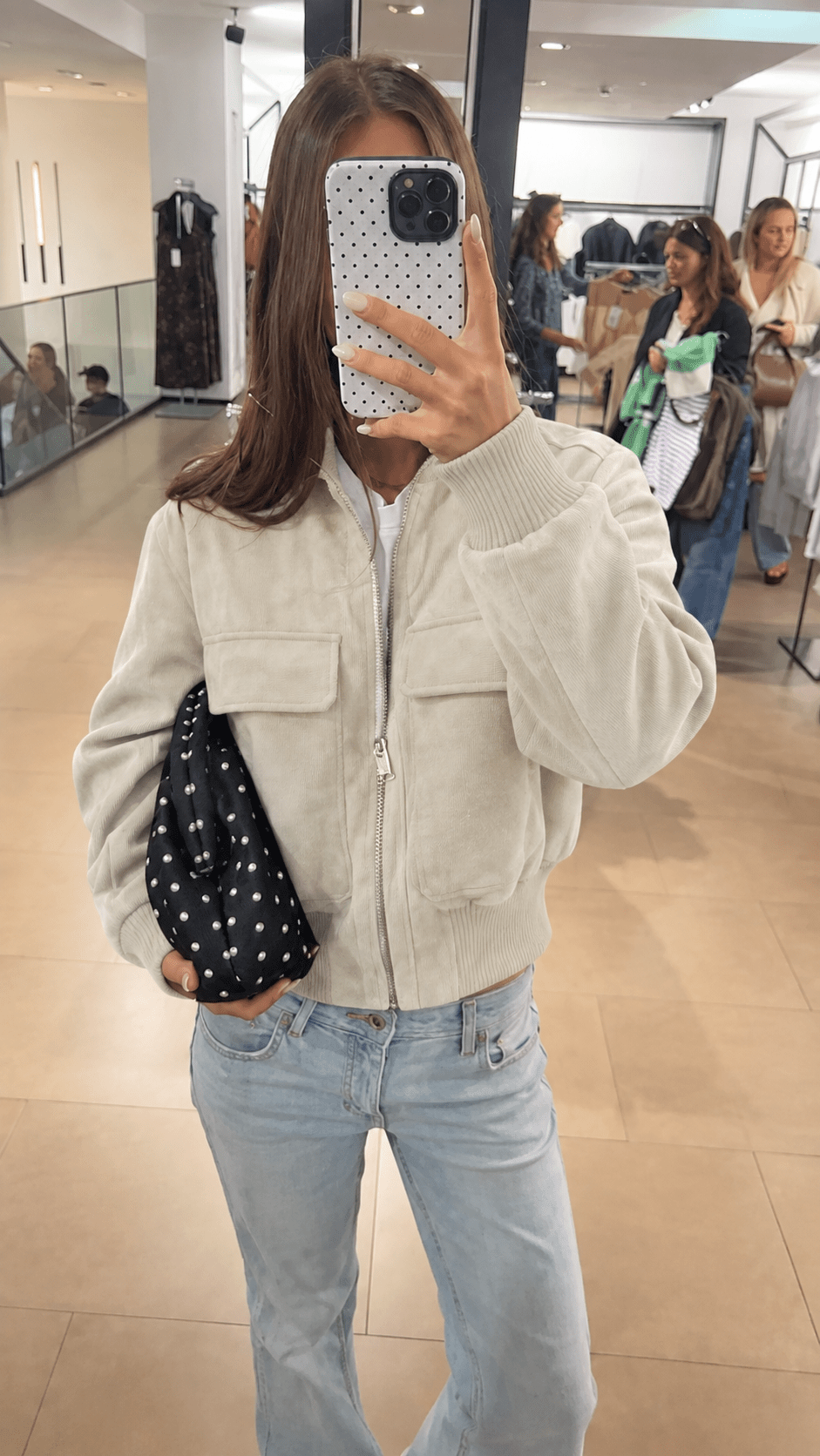 SOERA Natalie Faux Suede Bomber Jacket - Jacket -  White XS