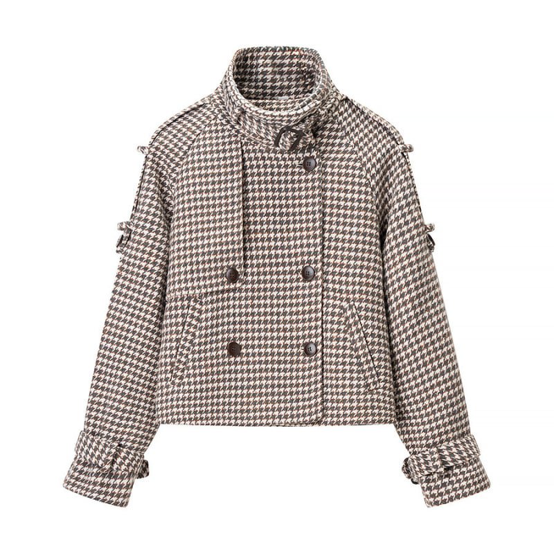 SOERA Rose Plaid Trench Coat - Jacket -  Brown M