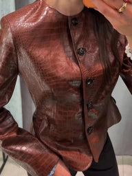 Sandra Kunstlederjacke mit Krokoprägung