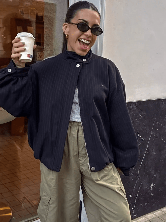 SOERA Saskia Striped Stand Collar Jacket - Jacket -  Blue XS