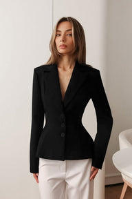 Blazer cintré Valerie à épaulettes, col V