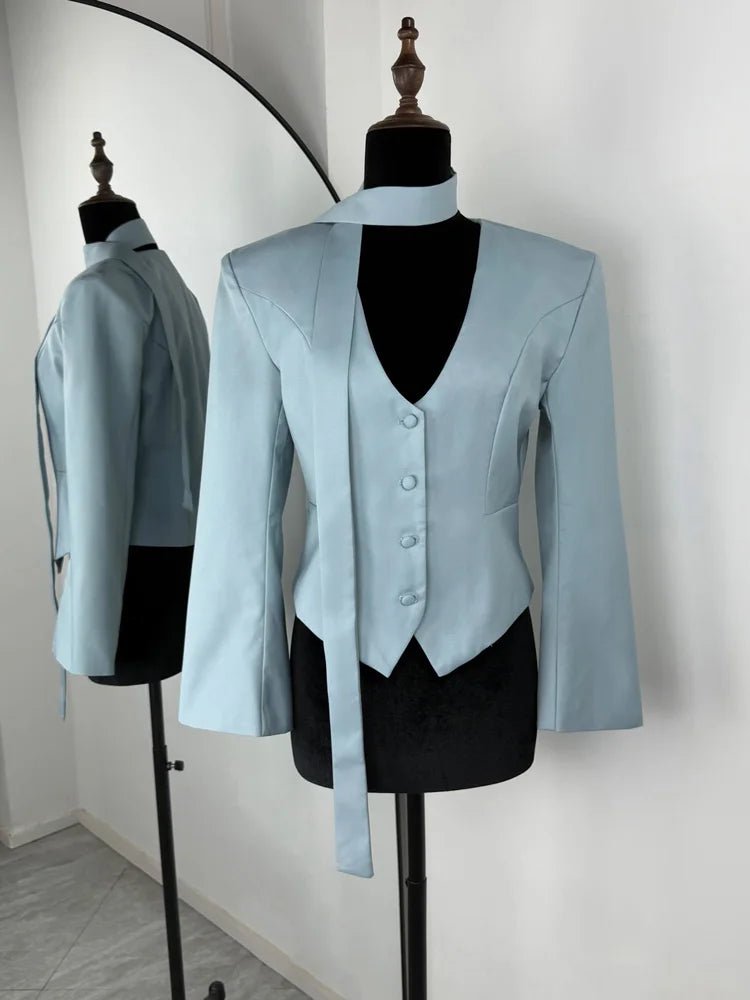 SOERA Angie Lace Up Blazer - Jackets - 1005010034759358-;eN1775118415754668790 Blue S