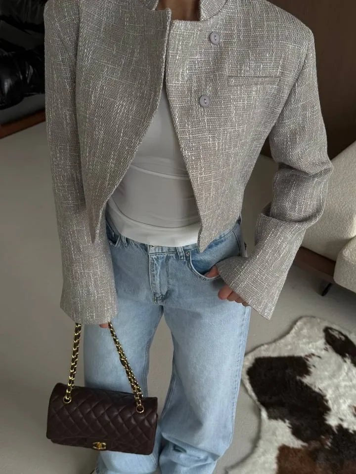 SOERA Anneliese Cropped Button - Front Blazer - Jackets -  Grey M