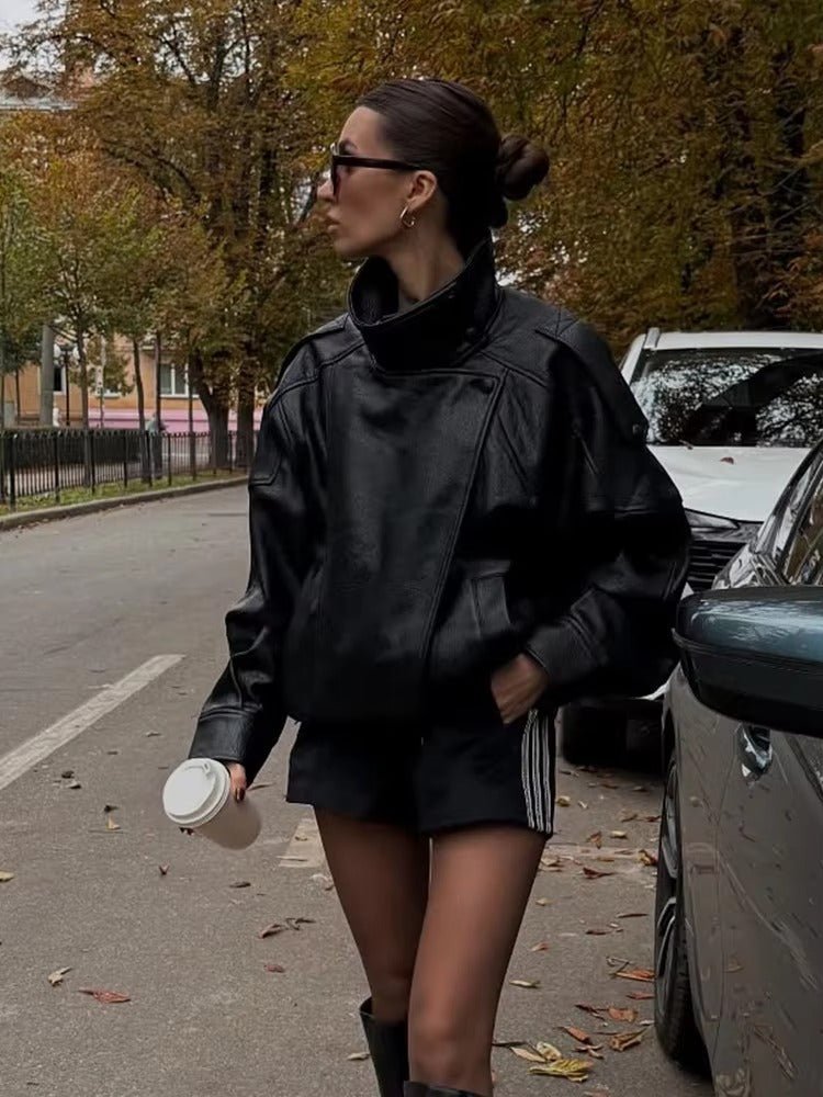 SOERA Carla Asymmetrical Leather Jacket - Jackets -  Black M