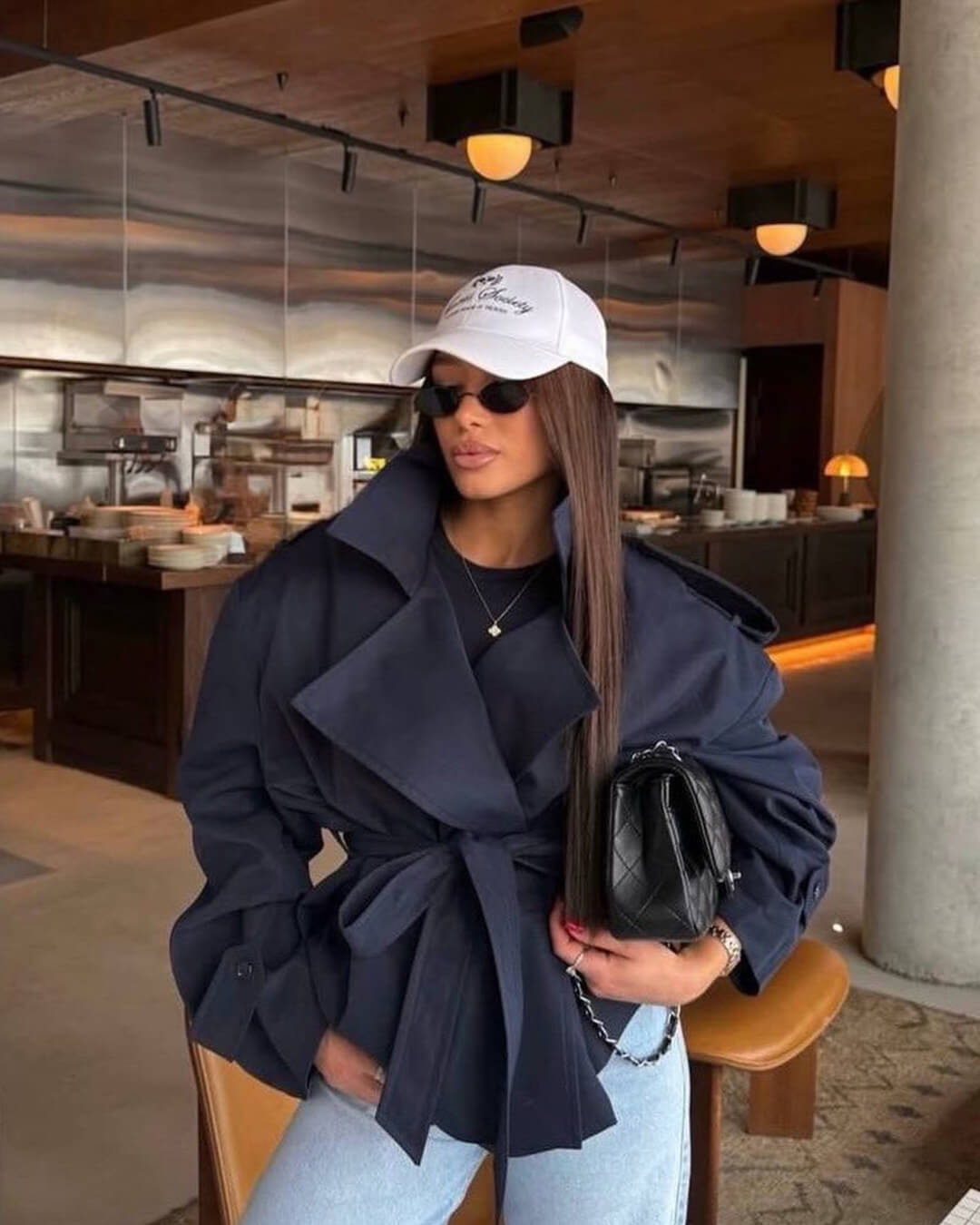 SOERA Dorothy Lace Up Short Trench Coat - Jackets - 1005011800038387-;on1774869391306529483 Navy M