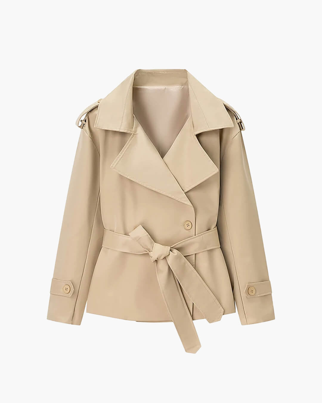 SOERA Dorothy Lace Up Short Trench Coat - Jackets - 1005011800038387-;ti1774869391306669592 Khaki S