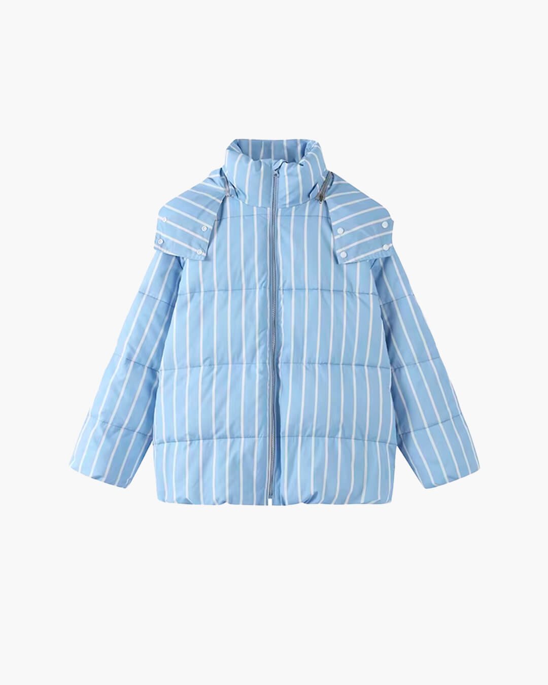 SOERA Emma Hooded Stiped Puffer Jacket - Jackets - SOERA-405507-01B-S-16323 Blue S