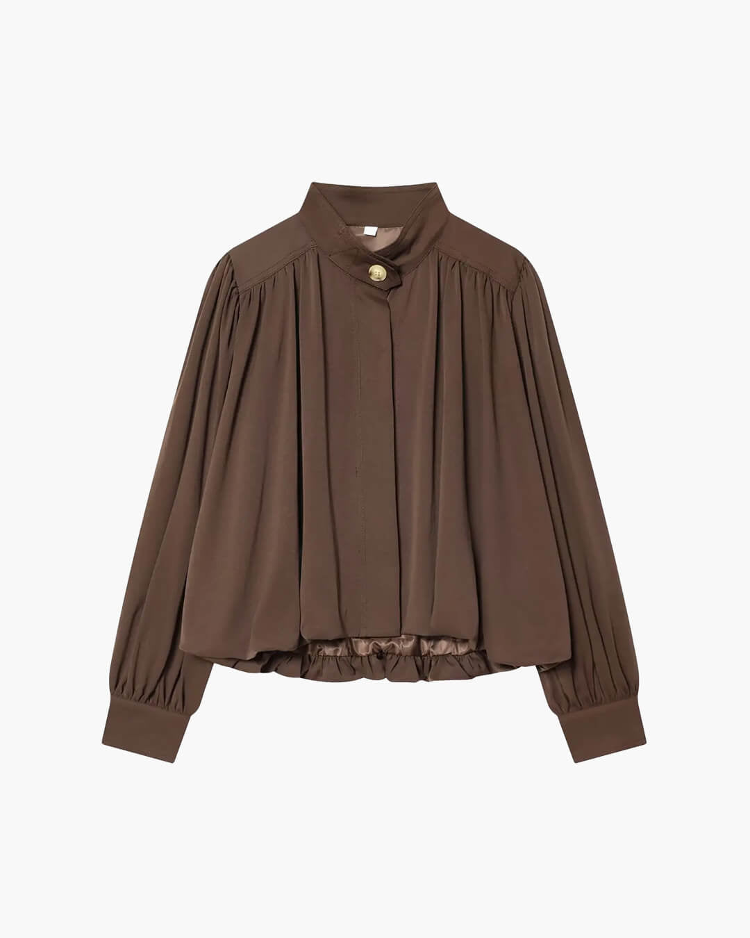 SOERA Hilda High Neck Pleated Jacket - Jackets - 1005010367787446-;KY1774012028038230609 Brown S