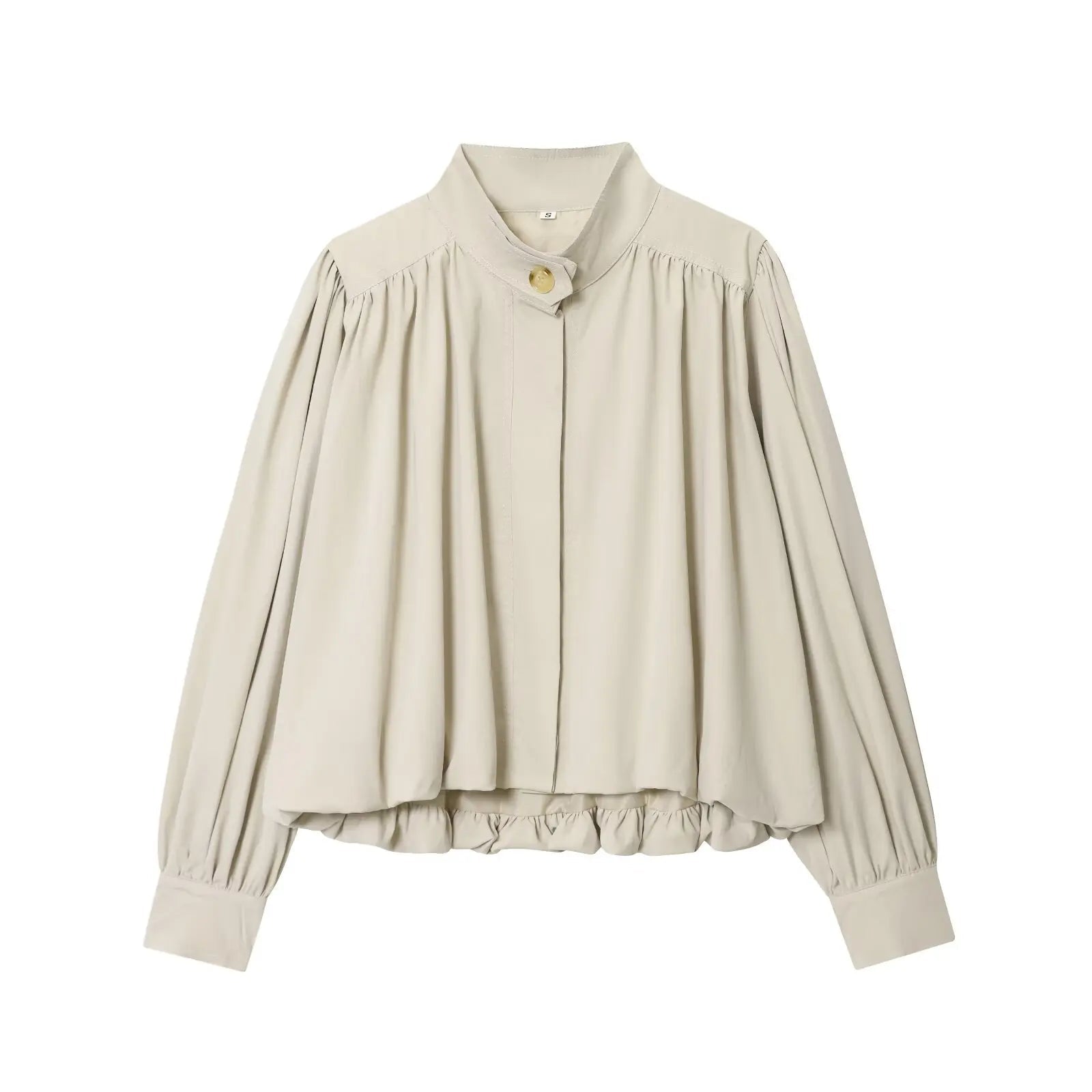 SOERA Hilda High Neck Pleated Jacket - Jackets - 1005010367787446-;xl1774012028038554195 Beige M
