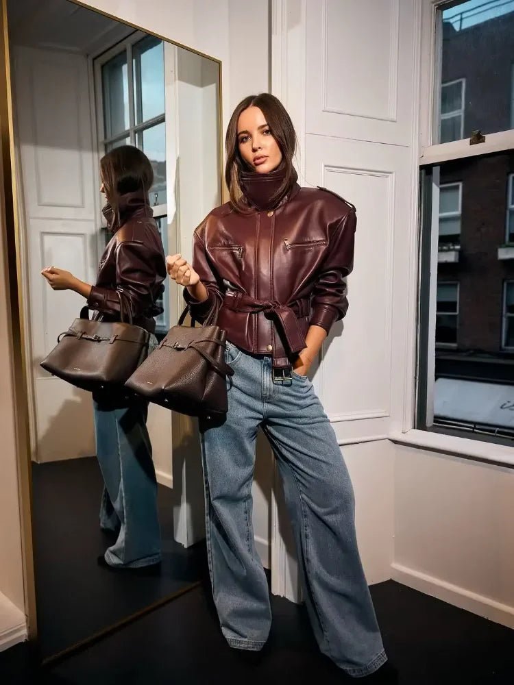 SOERA Jaqueline Belted Faux Leather Jacket - Jackets - RK1774532669738338834 M