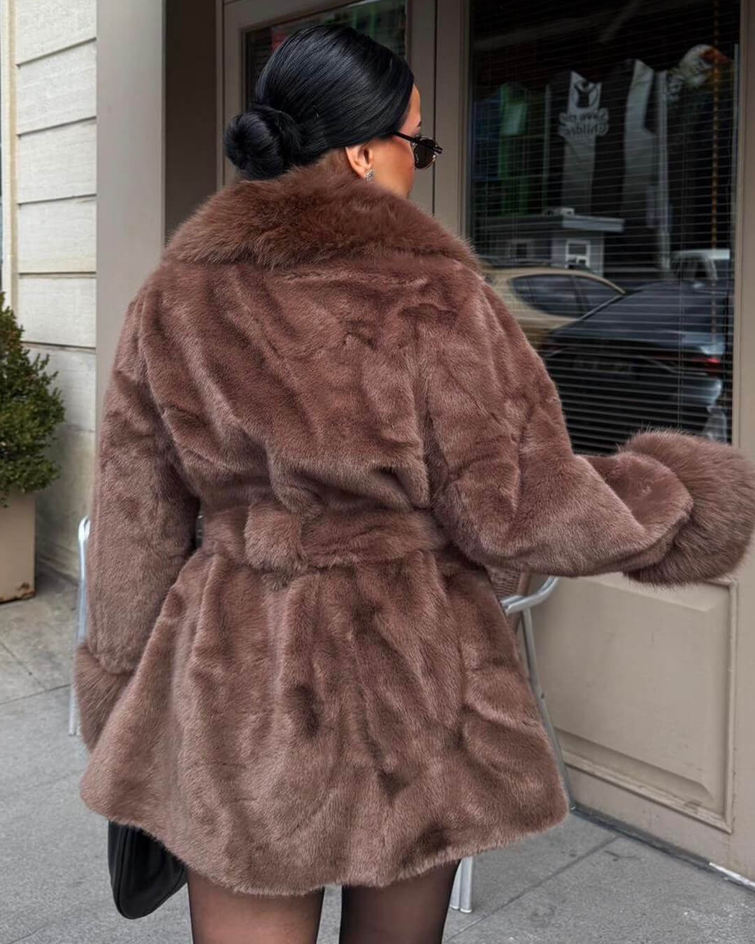 SOERA Jessa Faux Fur Trim Coat - Jackets -  Black M