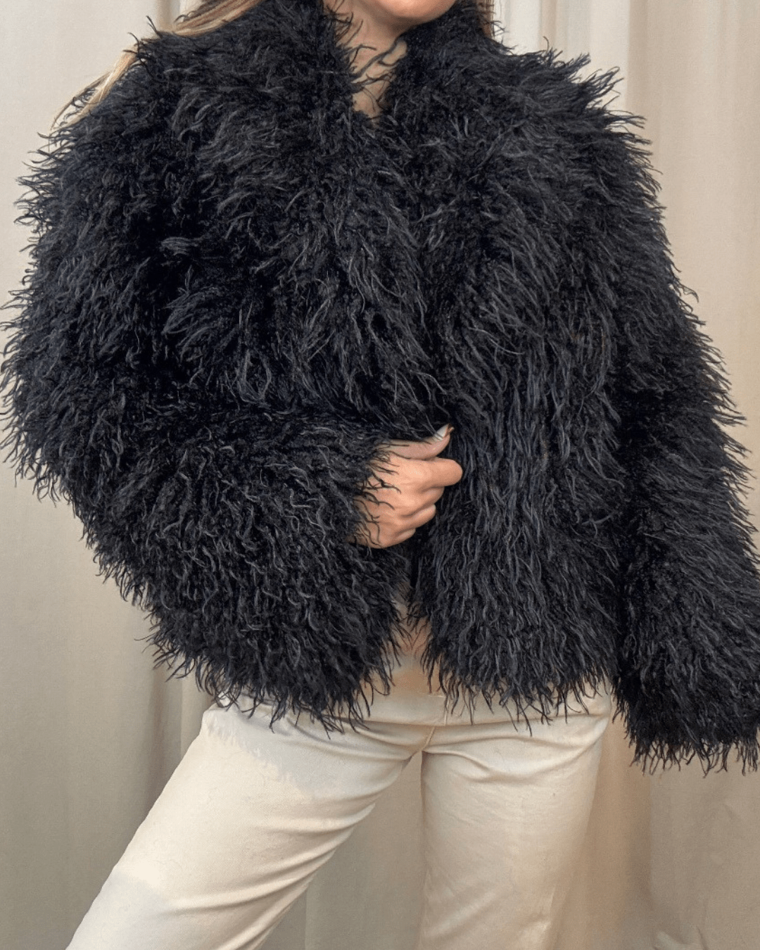 SOERA Liza Fuzzy Faux Fur Coat - Jackets - gO1764442362180616400 Black XS