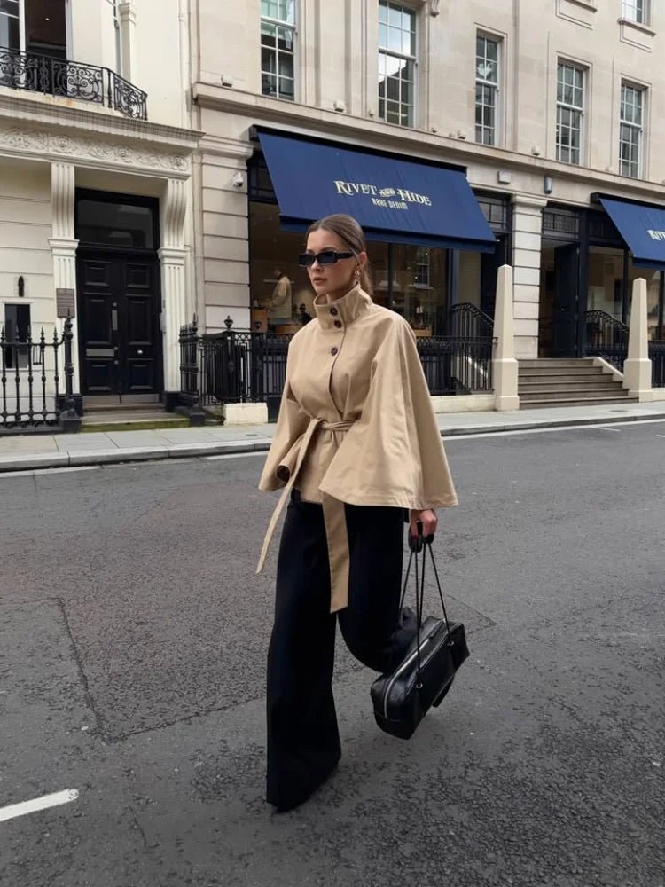 SOERA Lucia Funnel Neck Lace Up Kimono Coat - Jackets - 1005011813284077-;Vl1775445300520259112 S