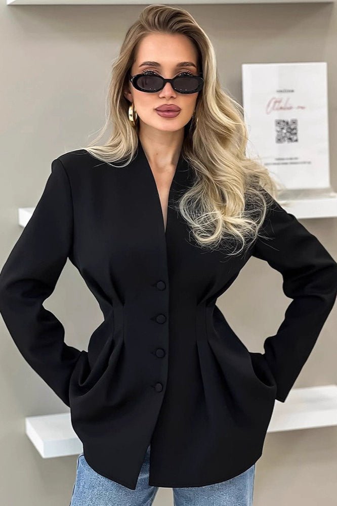 SOERA Margarita Pleated Blazer - Jackets - Tt1770276357227019248 Black S