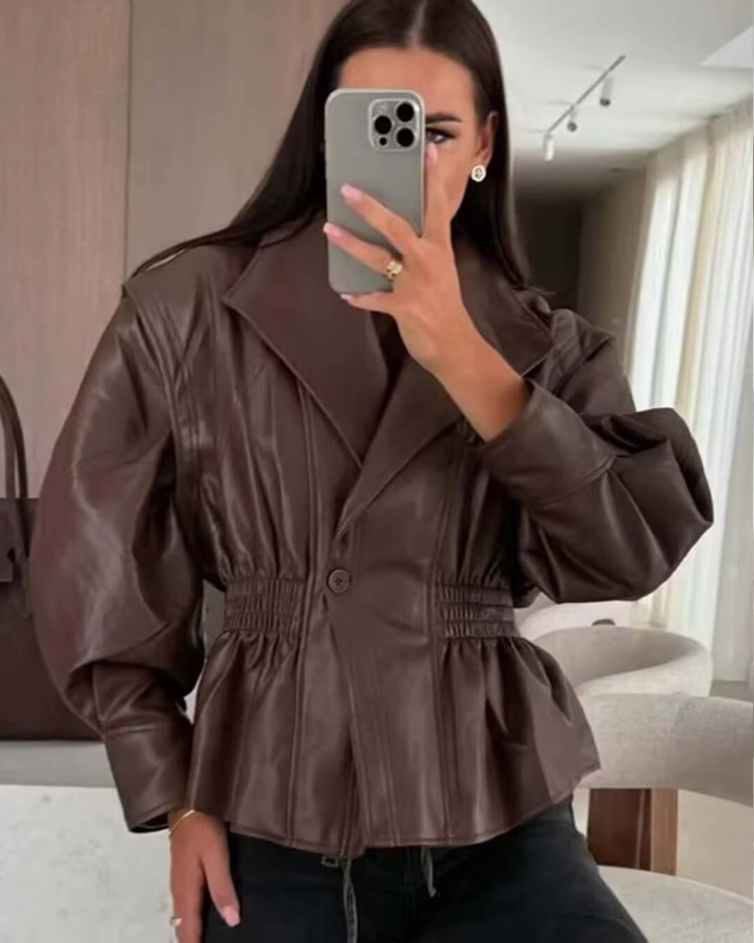 SOERA Stephanie Leather Jacket - Jackets - 1005009760967300-;Pi1762988295978914737 Brown S