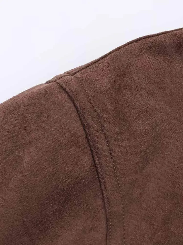 SOERA Viona Stand Collar Suede Jacket - Jackets - 1005009907084400-;Ci1764887227733127693 Brown XS