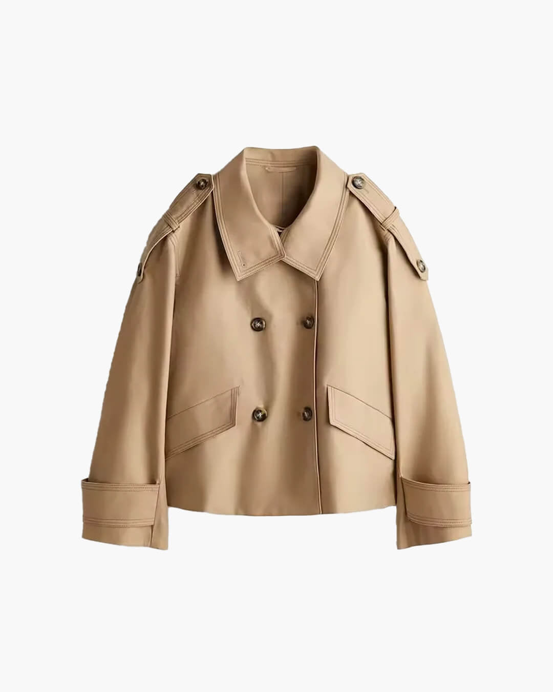 SOERA Vivienne Stand Collar Cropped Trench Coat - Jackets - 1005008964010132-;Gs1774012026581463869 Brown S