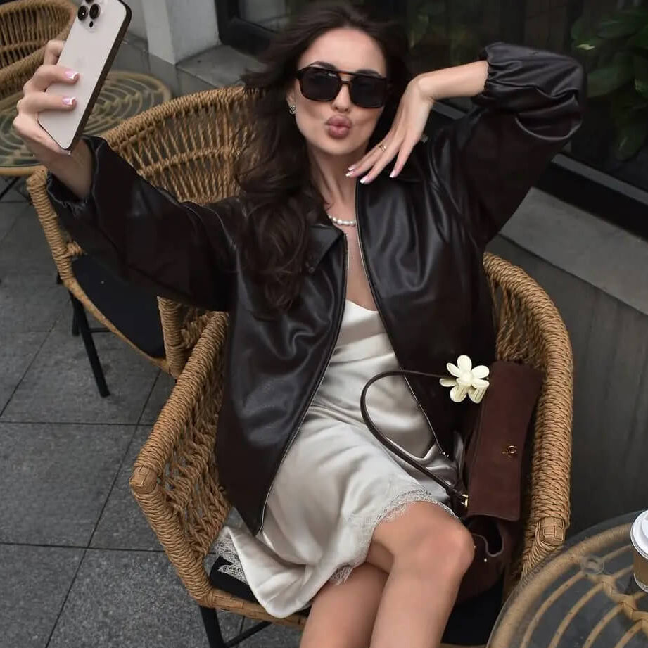 Jenny Kunstleder Bomberjacke