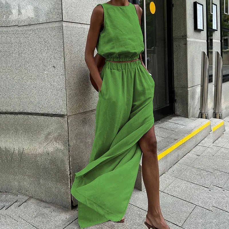 SOERA Hilde Cotton Linen Two - Piece Set - Jumpsuit -  Green S