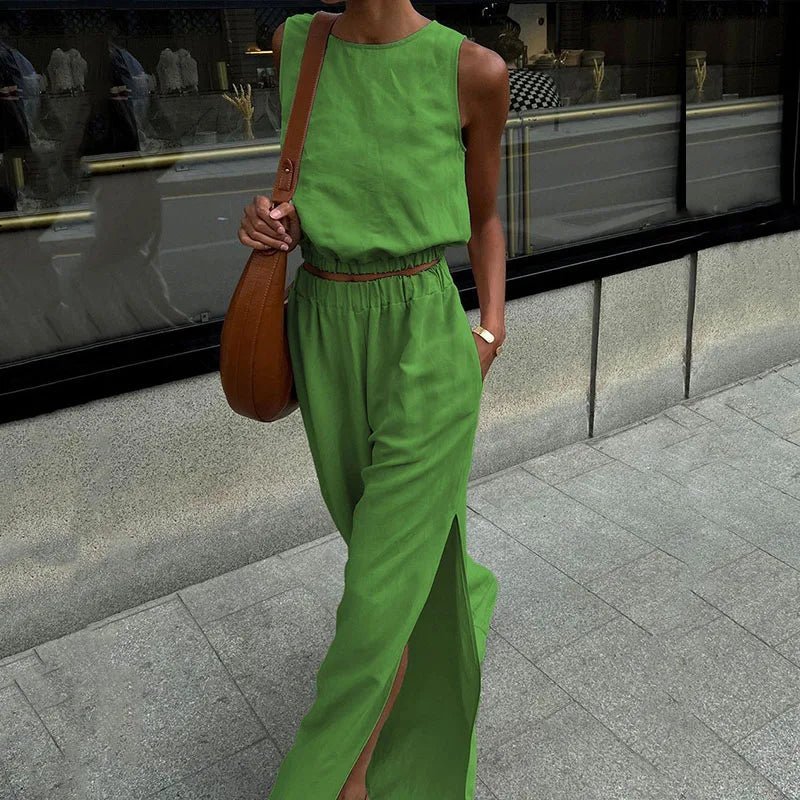 Hilde Baumwolle-Leinen Zweiteiler - Damen Leinen-Set - Passendes Lounge-Set - Legeres Zweiteiler-Outfit für Frauen