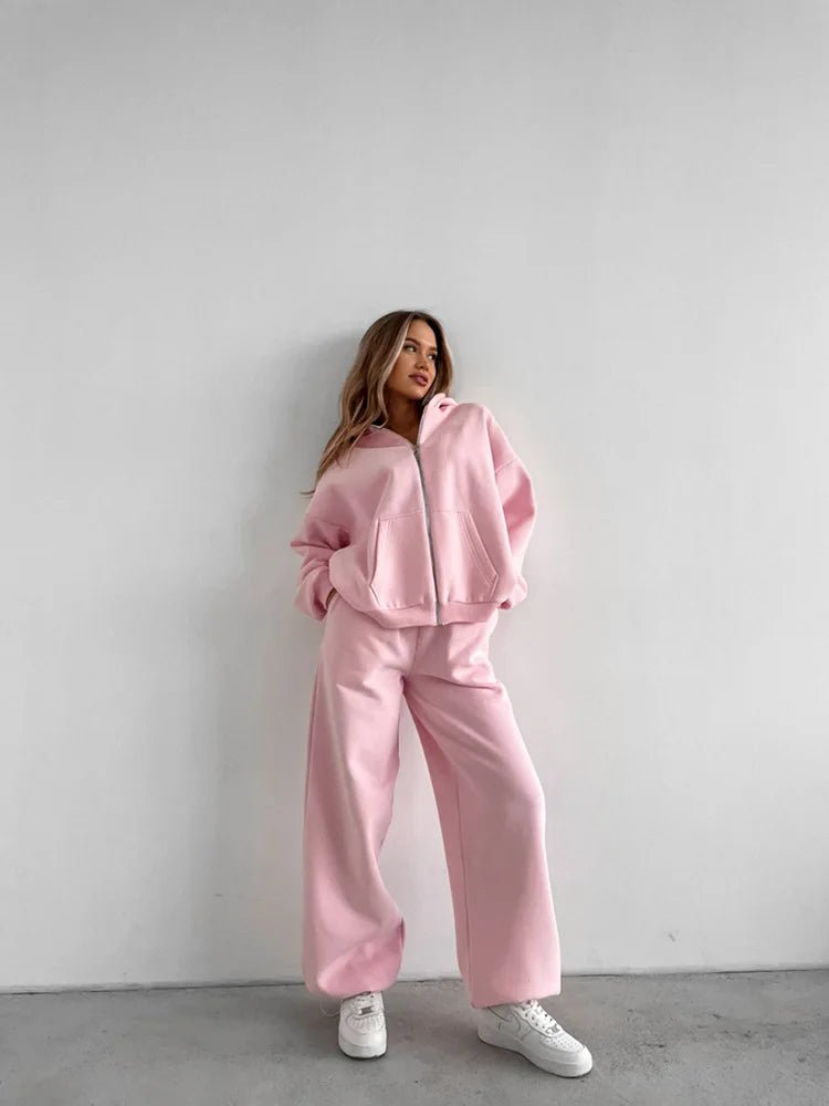 SOERA Cecilia Oversized Hoodie Track 2 Piece Set - Matching Sets - 1005009714209042-;Kb1769414230099276046 Pink S