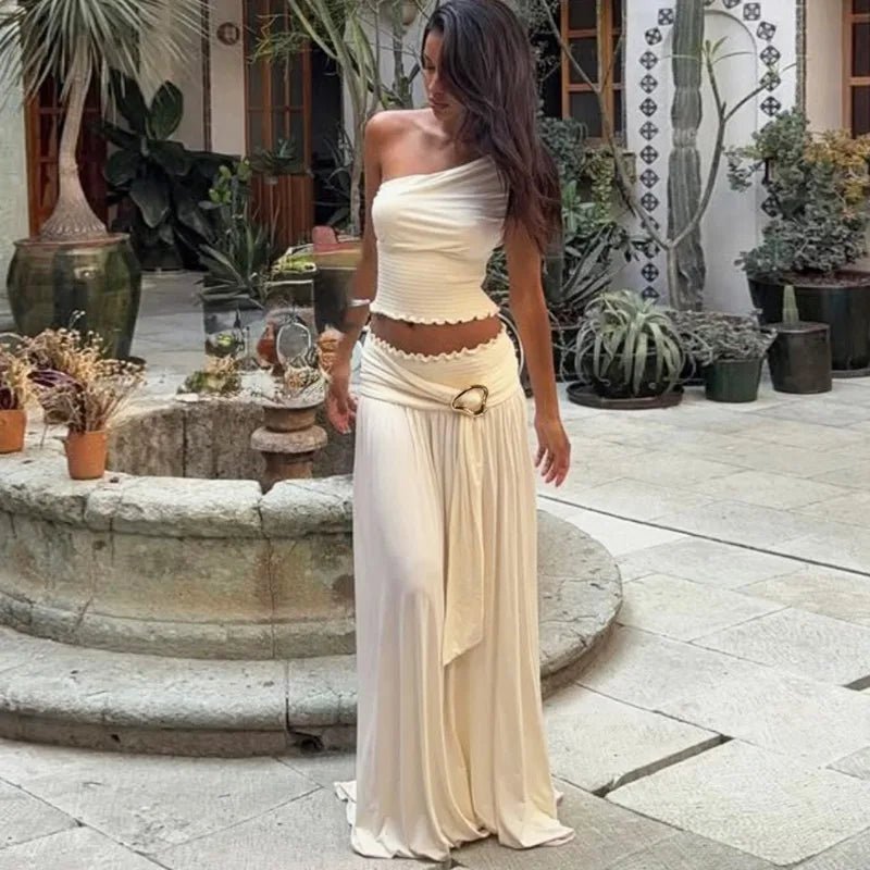 SOERA Gaia Belted Maxi Skirt Set - Matching Sets - 1005009280343520-;Sm1770793336517325915 Top M