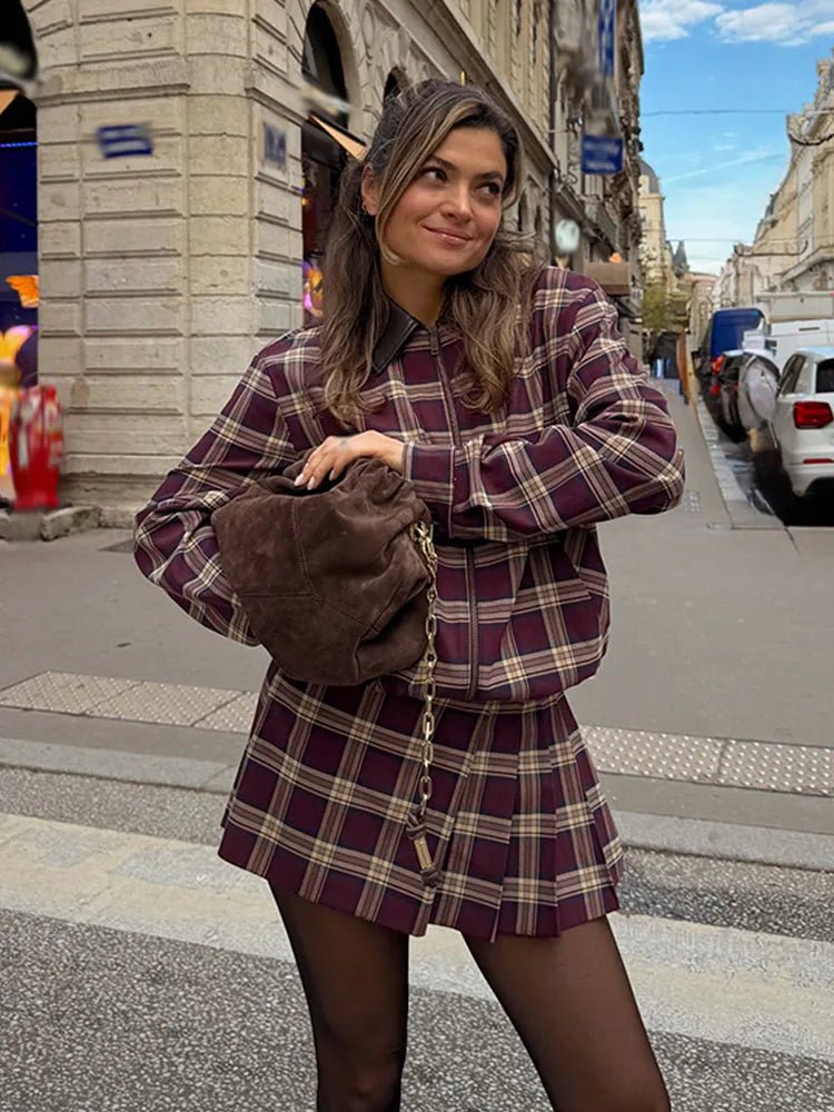 SOERA Jessica Check Bomber Jacket & Skort Set - Matching Sets - SOERA-845699-TOP-XS-58883 Jacket Only XS