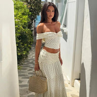Maisie Off-Shoulder Crop Top Skirt Set