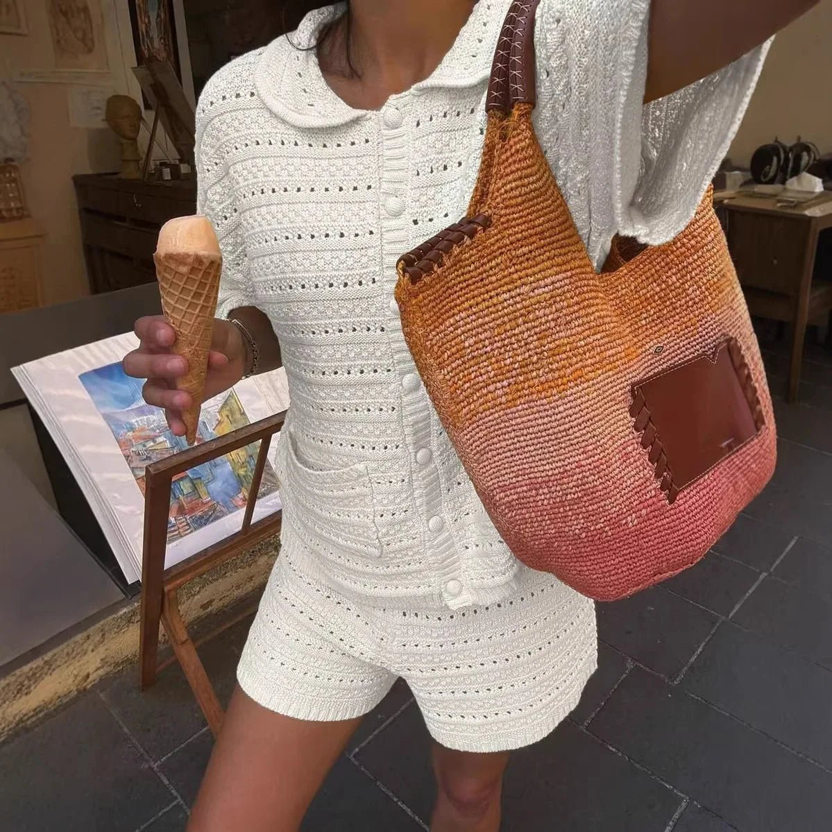 Ensemble Short et Cardigan Tricoté Uni Sasha