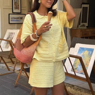 Ensemble Short et Cardigan Tricoté Uni Sasha