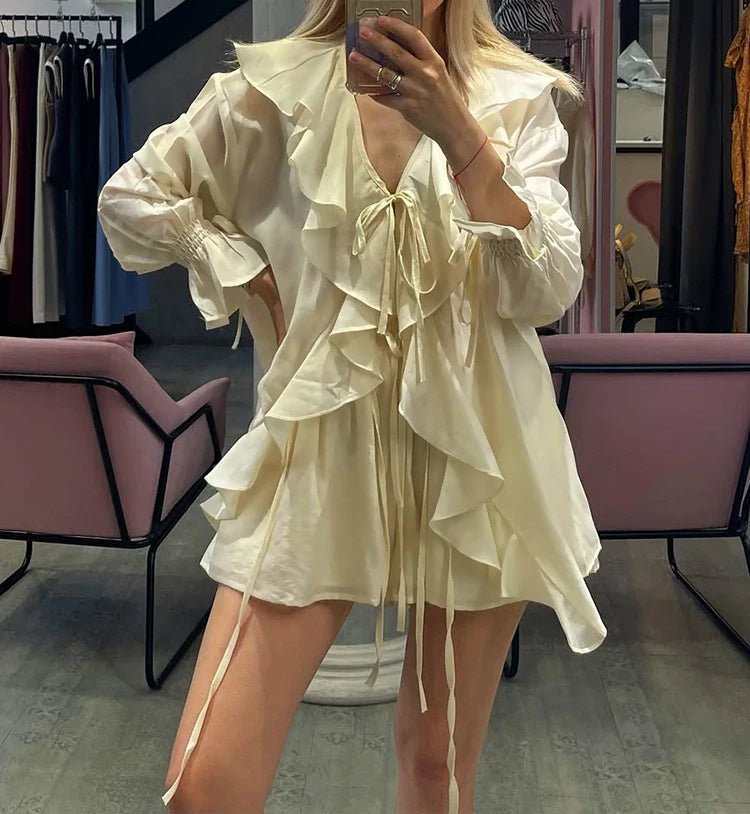 SOERA Sienna Ruffled Tie Top Shorts Set - Matching Sets -  L