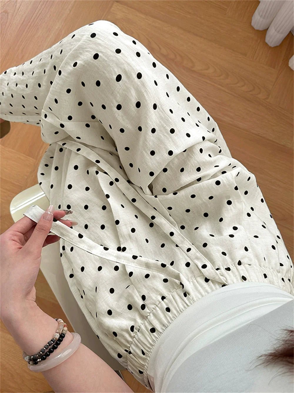 SOERA Elizabeth Polka Dot Wide Leg Linen Pants - Pants - 1005009521697370-;jF1774621567944623059 Black S