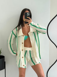 Set due pezzi in crochet a righe Ana