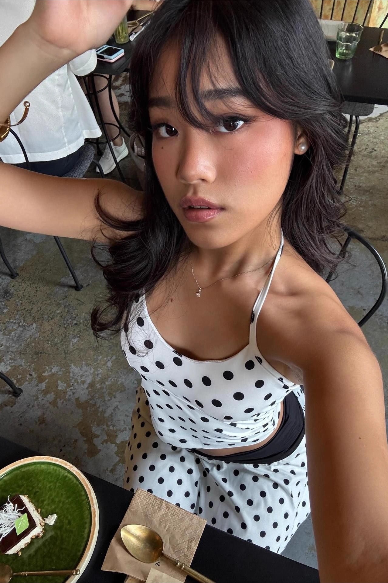 SOERA Verity Halter Polka Dot Crop Set - Set -  White L