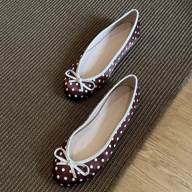 SOERA Georgette Polka Dot Ballet Flats - Shoes -  Brown 36